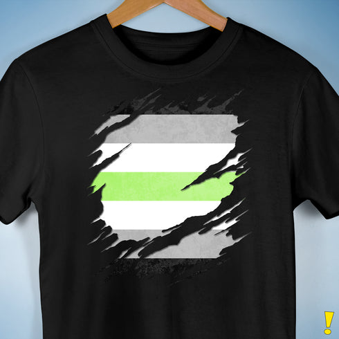 Agender Pride Flag Ripped Reveal Premium Unisex T-Shirt - Black